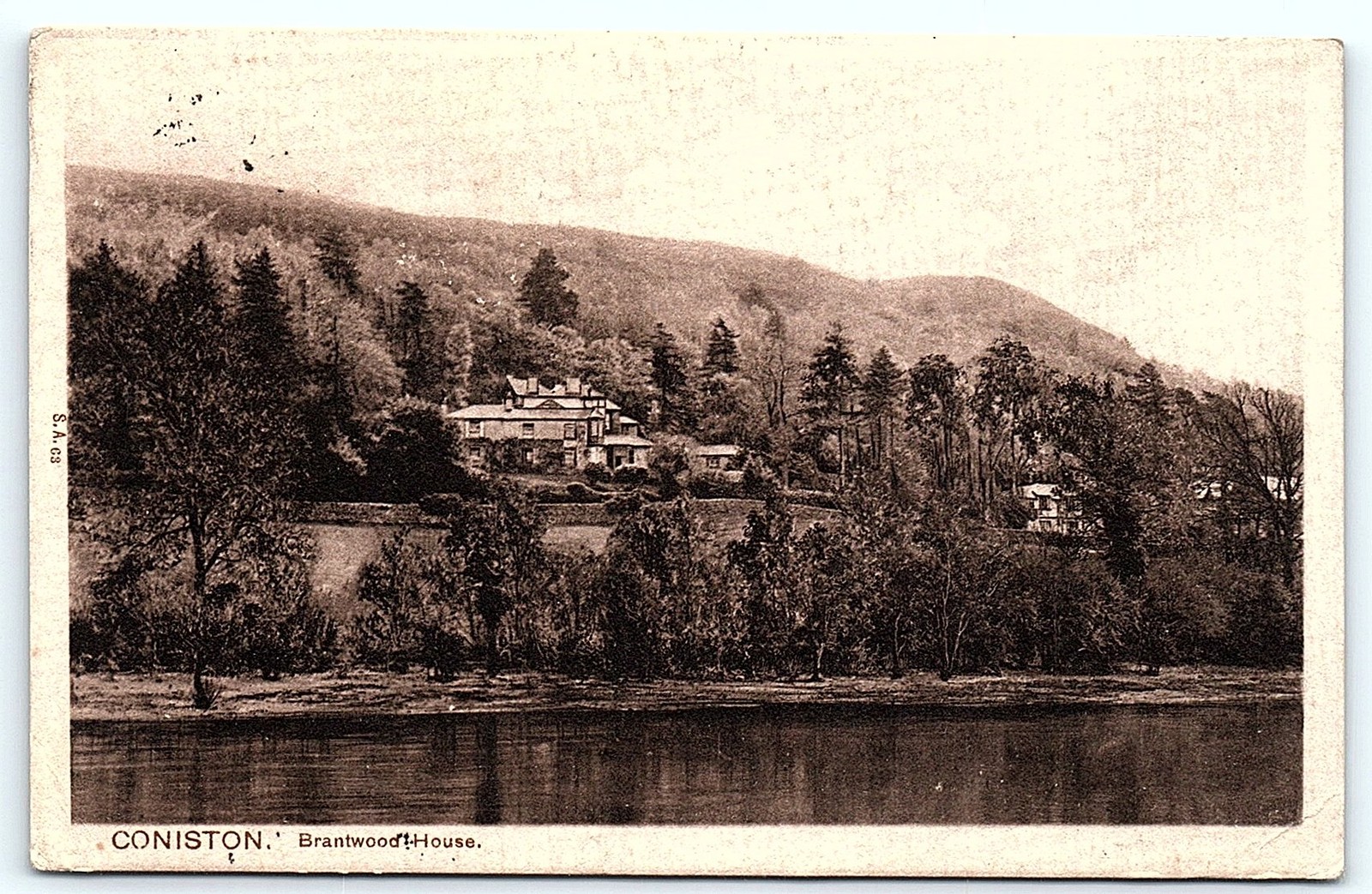 Postcard 1909 postcard: Brantwood House, Coniston.