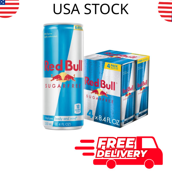 Red Bull Sugarfree Energy Drink – 8.4 fl oz, Pack of 4 Cans taurine and bvitamin
