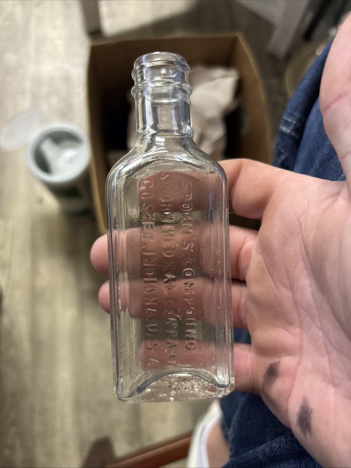 Rare Spohn’s Distemper Compound MEDICINE BOTTLE Goshen Indiana IN