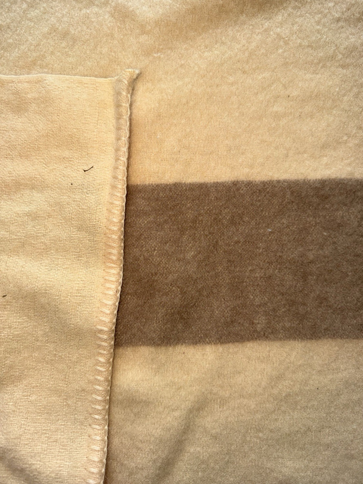 Vtg Witney Witnedown Blanket Gold Brown Stripe 60X84\