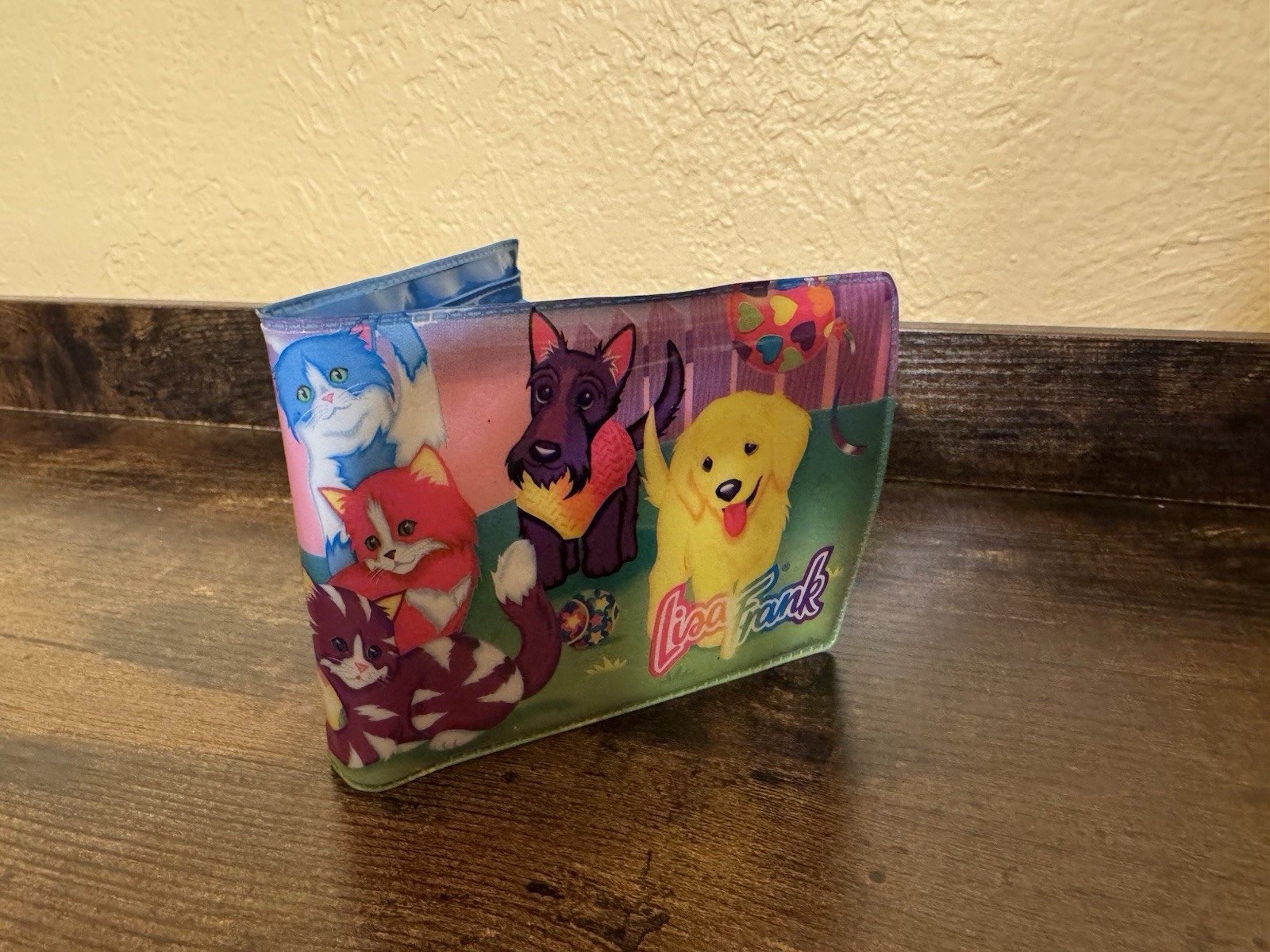 Vintage Lisa Frank Wallet Dogs Cats Puppies Kittens Vinyl Bifold 90s Rare