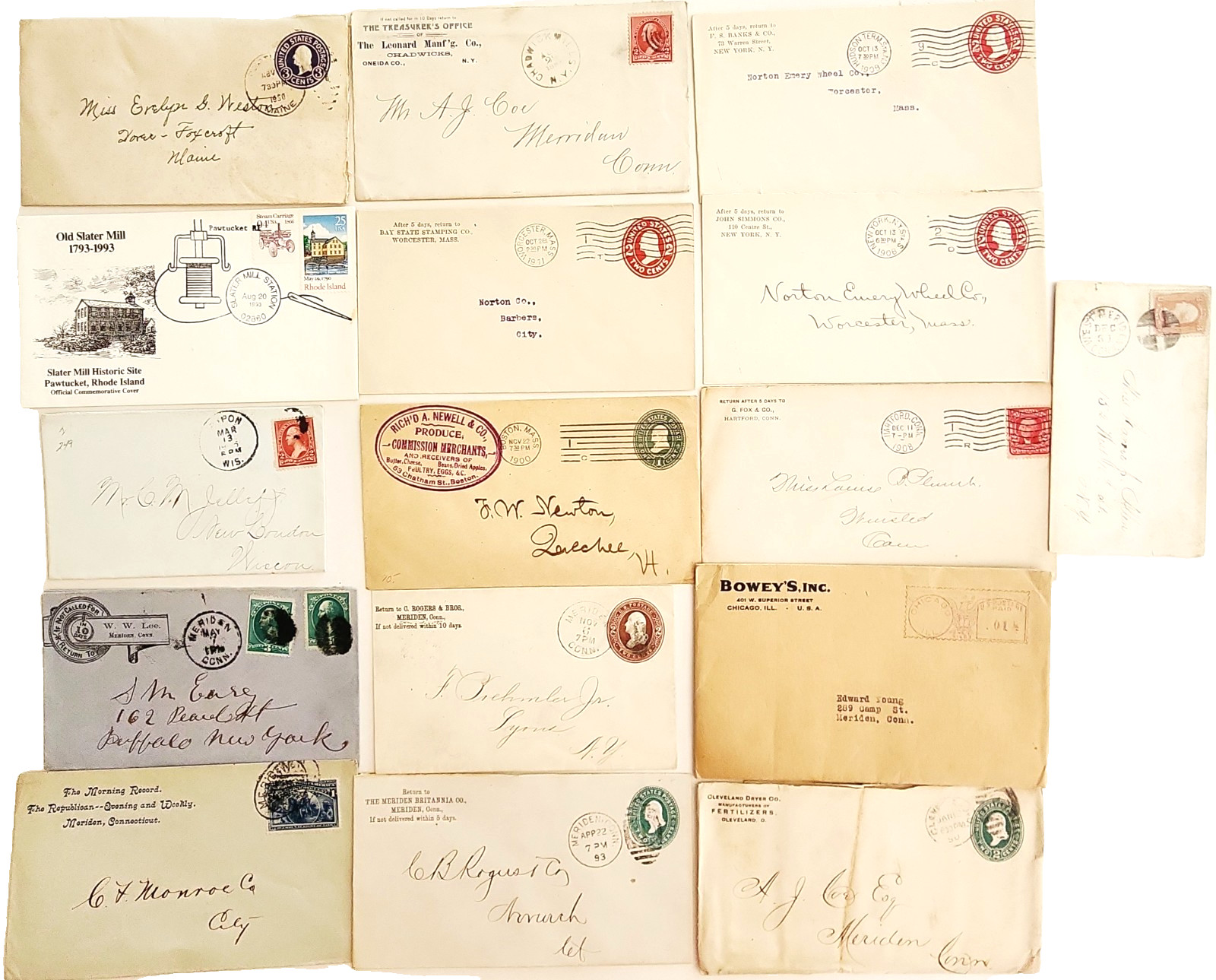 1890s-1910s Lot Of 16 Antique Envelopes Advertising Covers Stationery Empty
