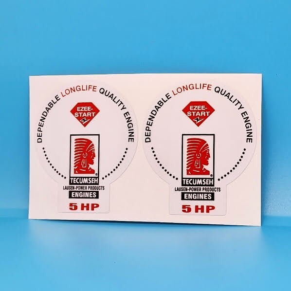 DECALs for TECUMSEH ENGINE 5 HP (Pair) , Vinyl STICKER, \
