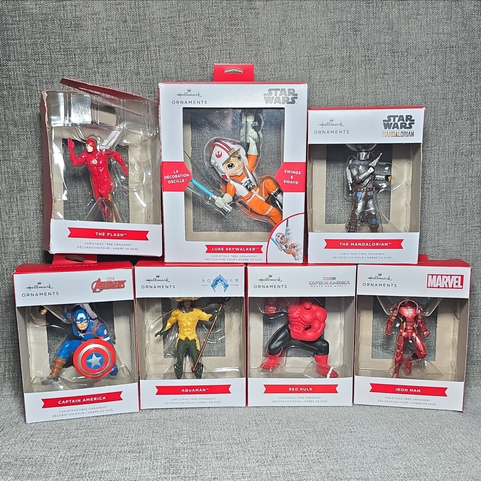 Hallmark Ornaments Lot of 7 Marvel Star Wars DC Superhero Christmas