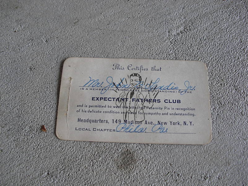 1947 Expectant Fathers Club Card