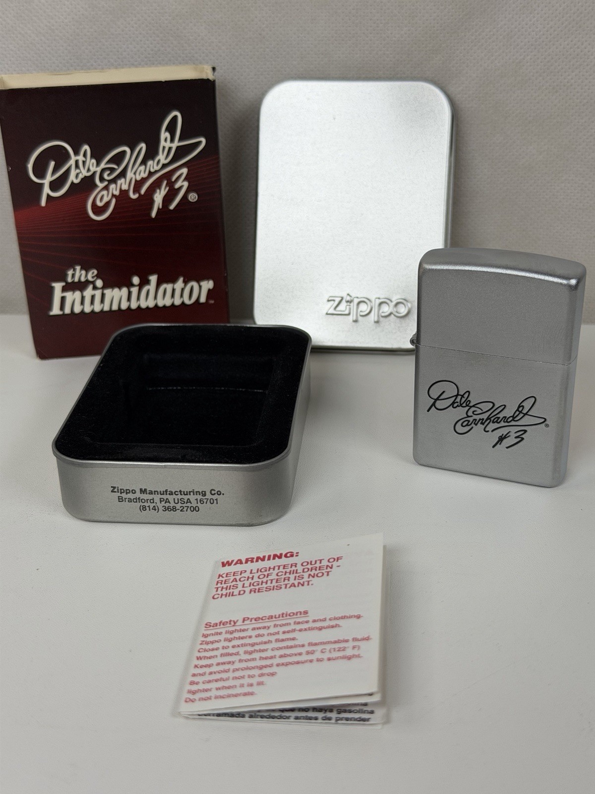  Vintage Dale Earnhardt Sr 3 The Intimidator Zippo Lighter Complete Set Sleeve 