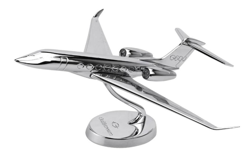 Lupa Gulfstream Aerospace G600 Chrome Metal Desk Display Model 1/115 Airplane