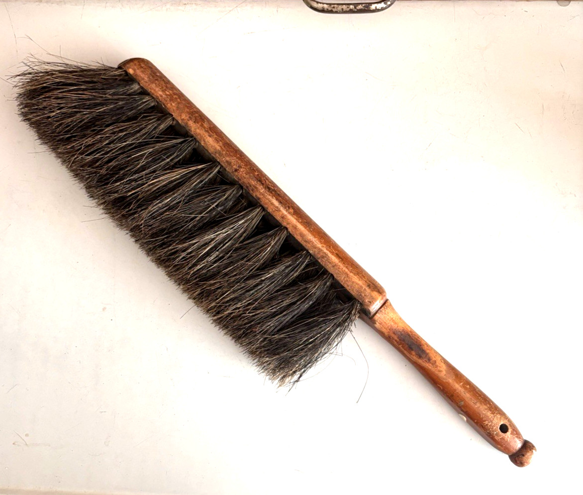Antique Large Horse Hair Utility Brush, Marked L & N Railroad, Wood Handle, 16\