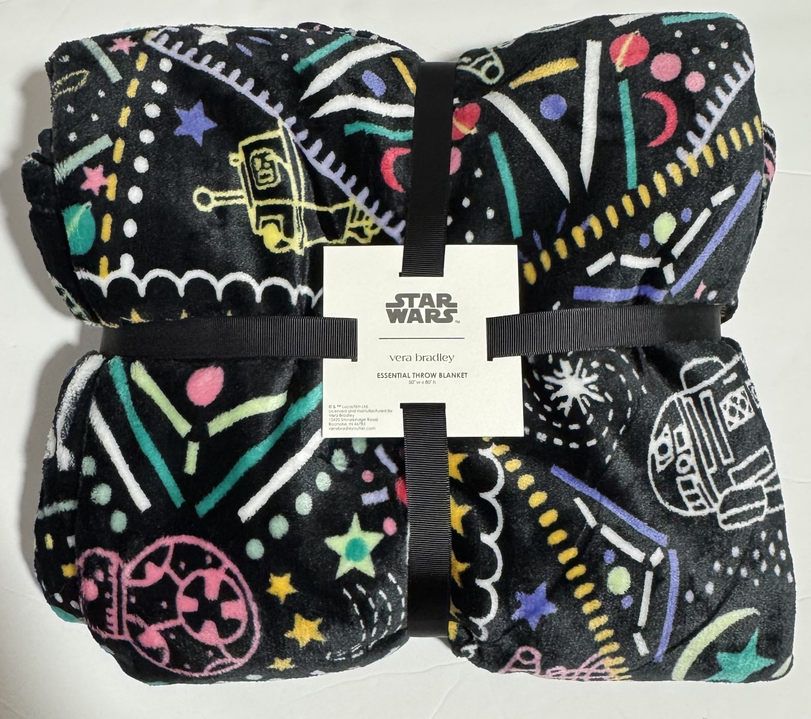 Vera Bradley Star Wars Essential Throw Blanket Black Droids