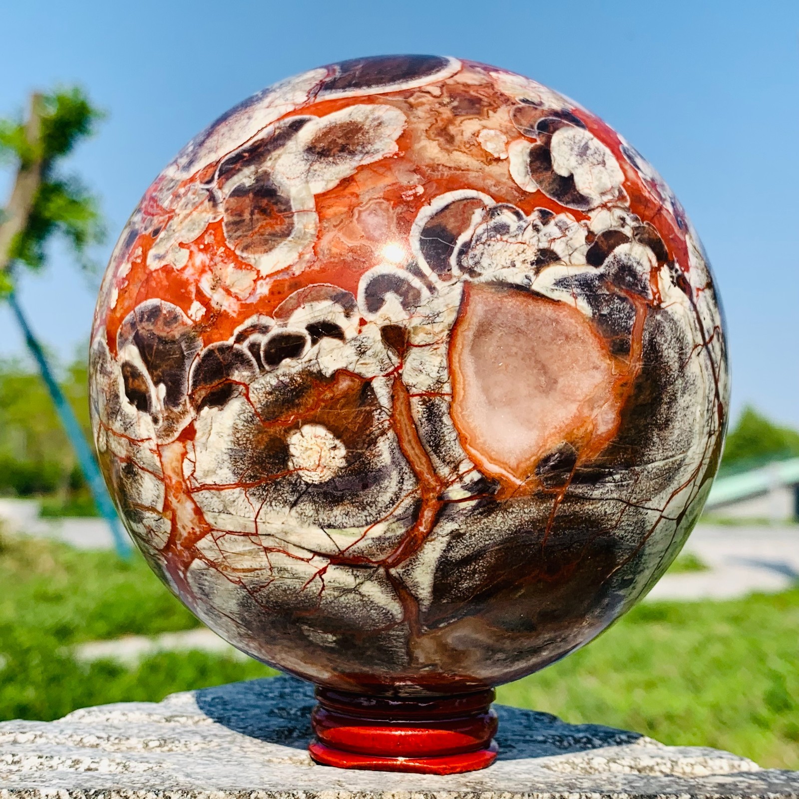 4.53LB Natural Polishing Money Agate Stone Sphere Crystal Ball Healing