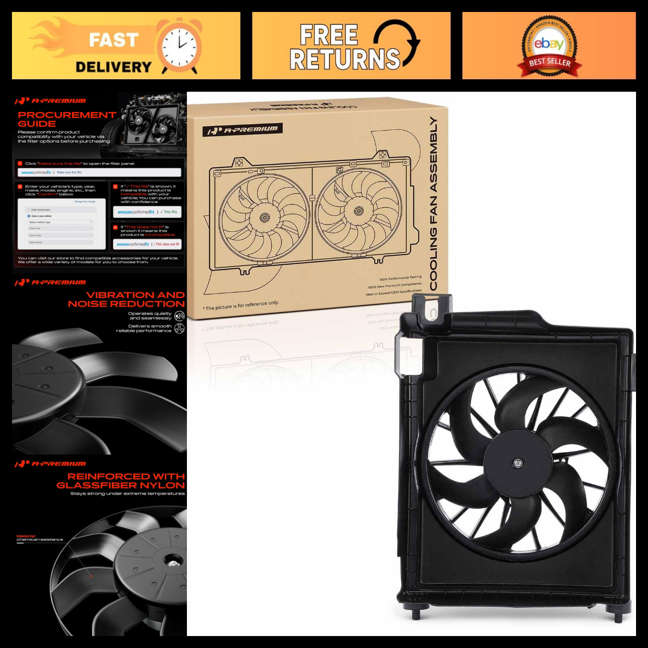 A-Premium A/C Condenser Fan Assembly