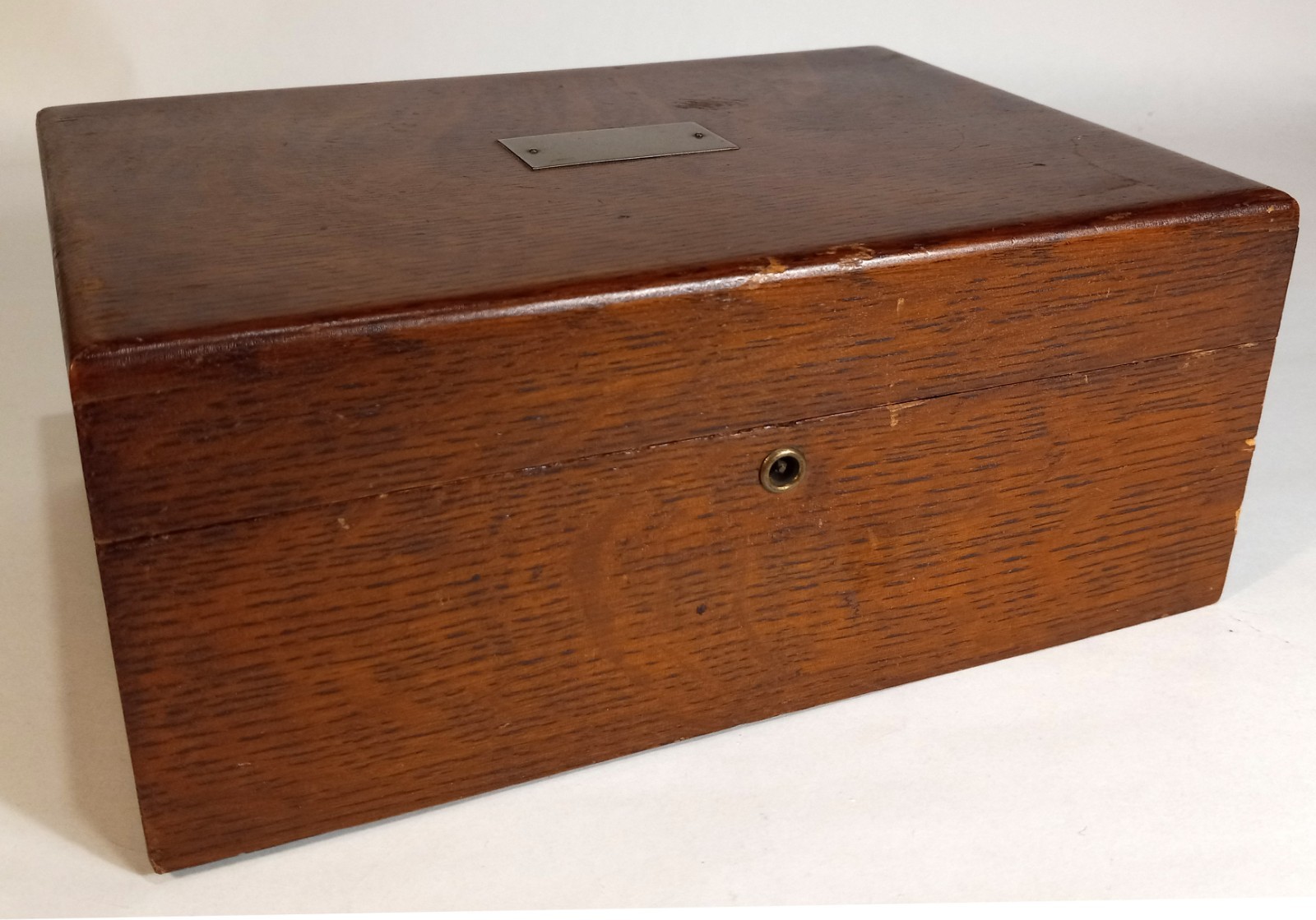 Antique Oak HUMIDOR Box w/ Zinc Lining-9.75