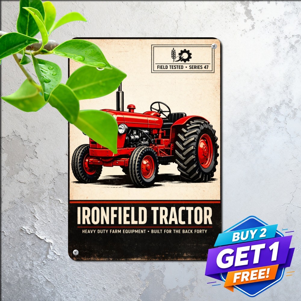 Vintage Farm Tractor Wall Sign Retro Agricultural Machinery Metal Plaque