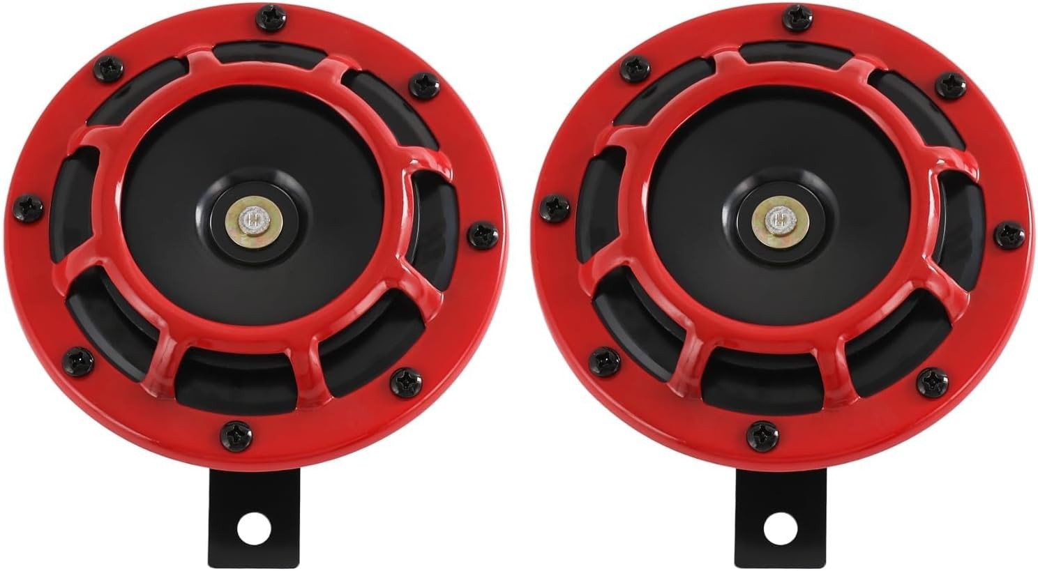 Stylish Red 135dB Dual Tone Horn Kit for Universal 12V Vehicles - Safety First