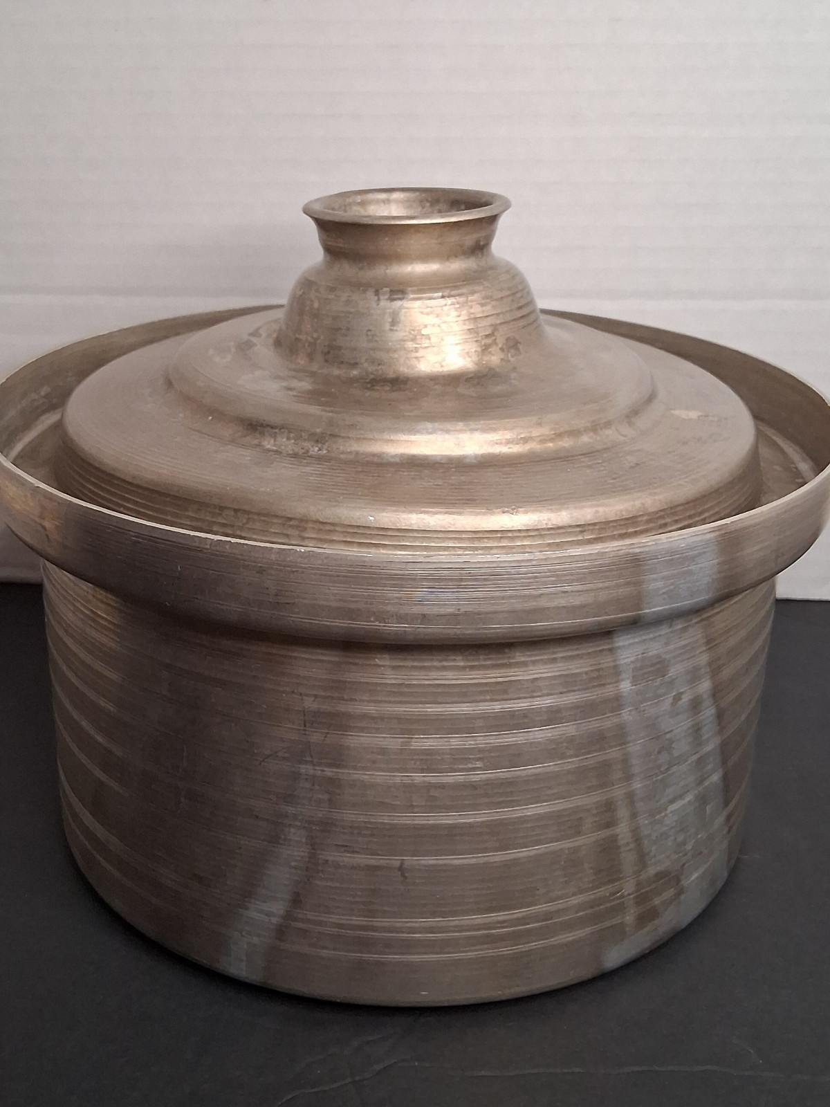 SCARCE Vintage Antique ALUMINUM POT/LID Made In EGYPT Friends Factory Mit Ghamr