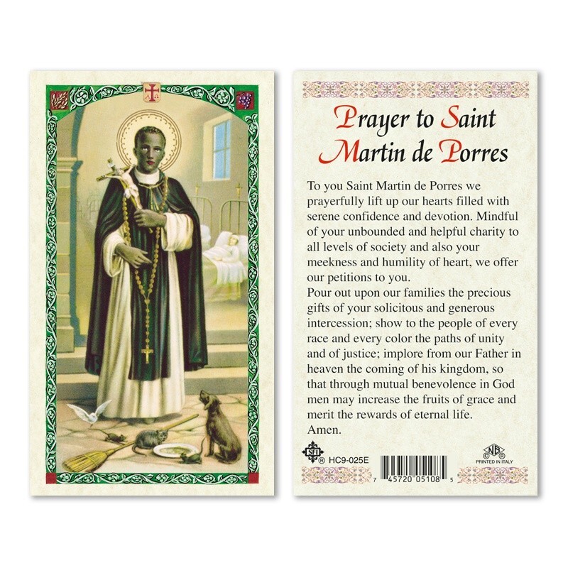 Saint Martin de Porres laminated prayer card