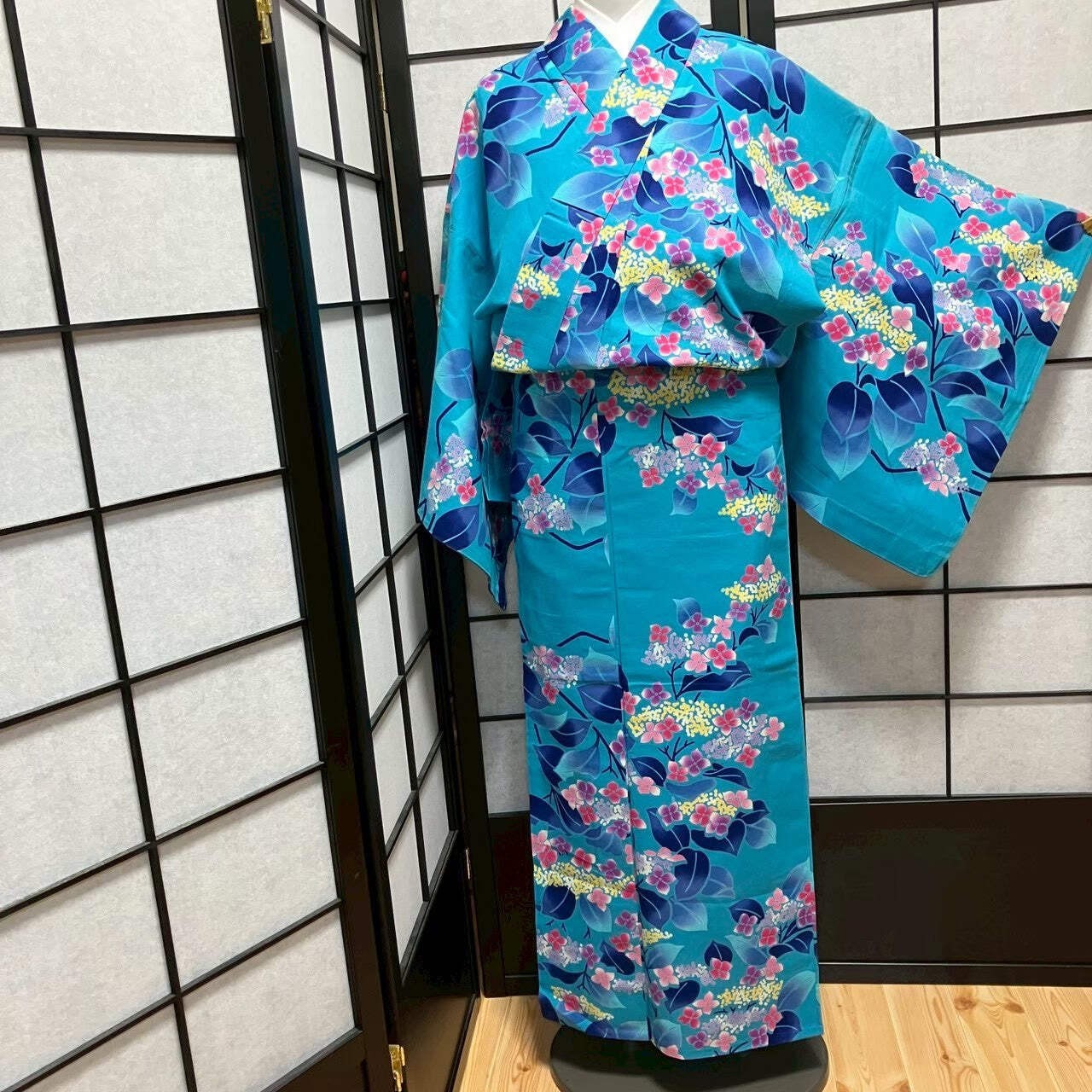 9077# Japanese Yukata Womens Vintage Fabric Cotton Robe Kimono Traditional