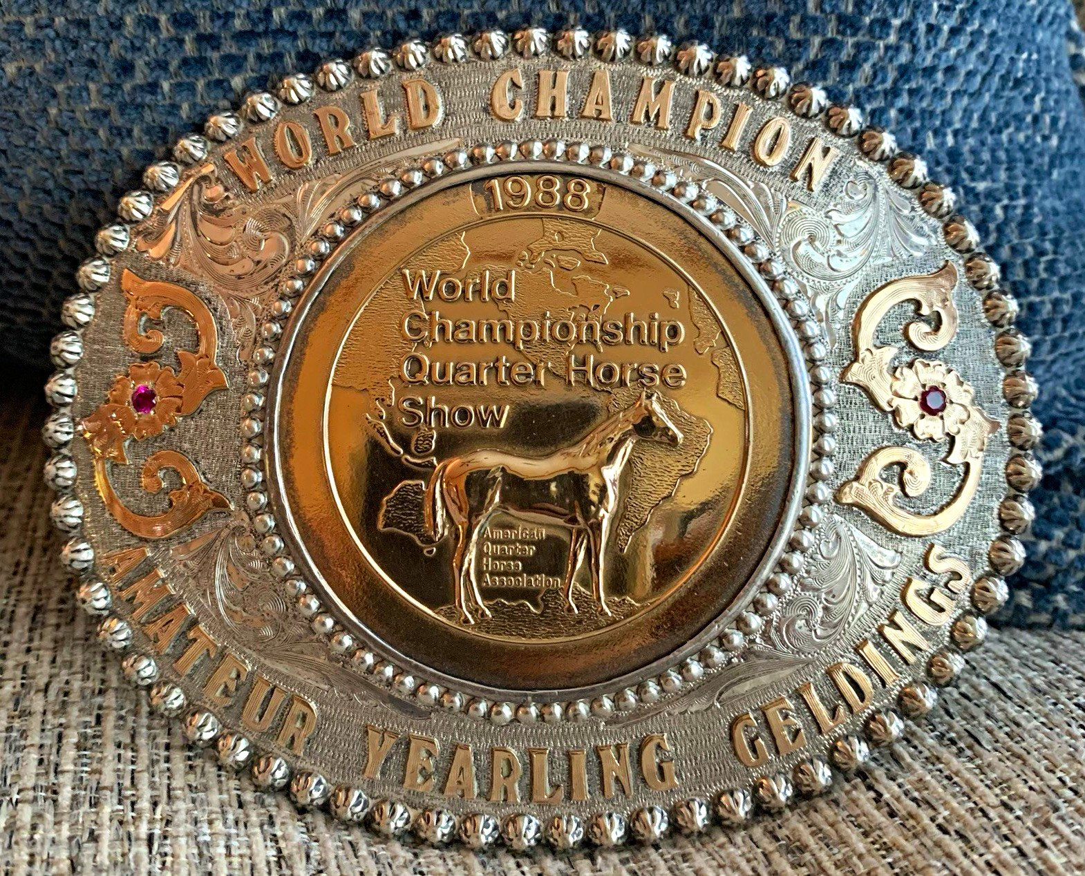 VTG 1988 World Champion Quarter Horse Belt Buckle Vogt 10K  S/O