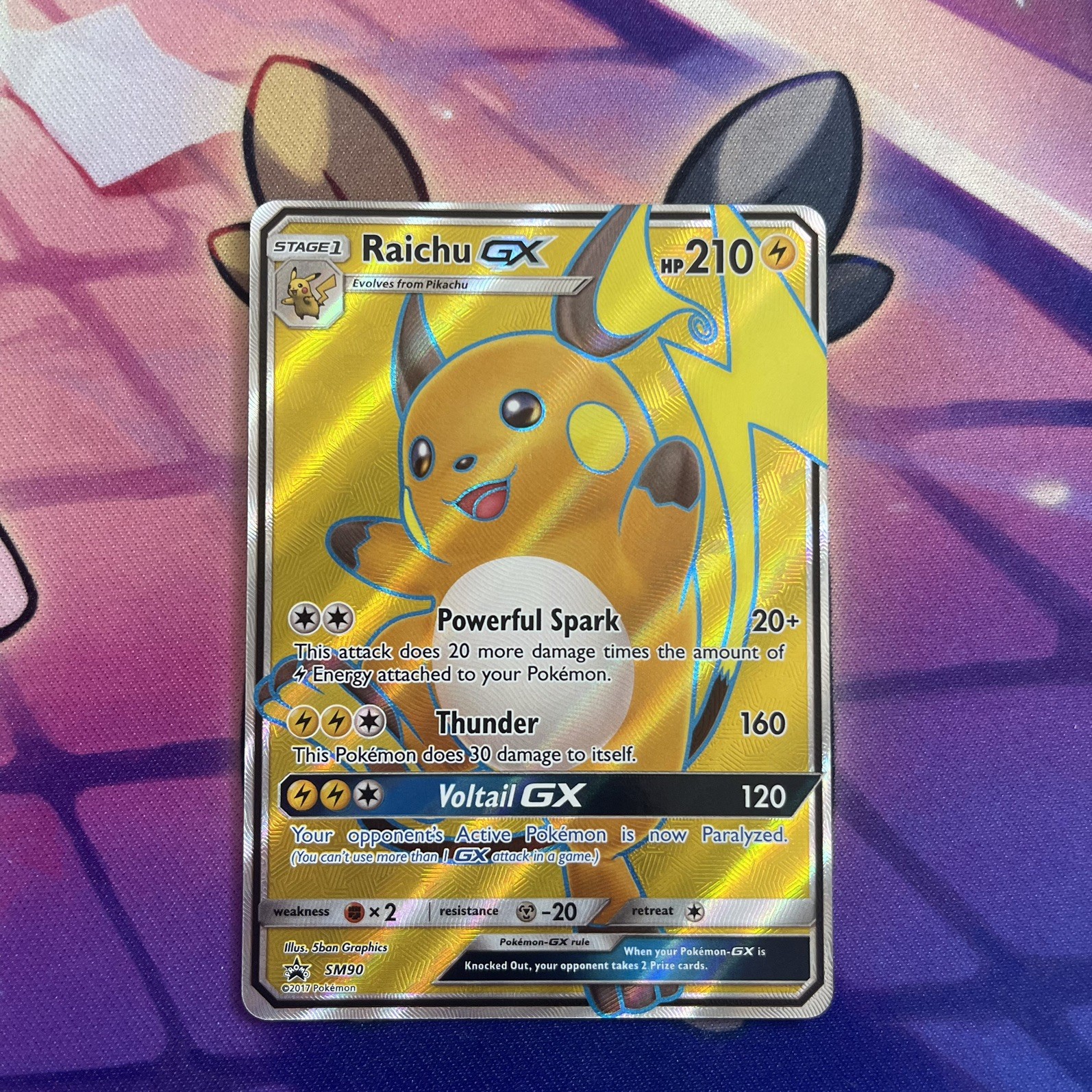 Pokemon Card | Raichu GX SM90 Sun & Moon Full Art Ultra Rare Black Star Promo