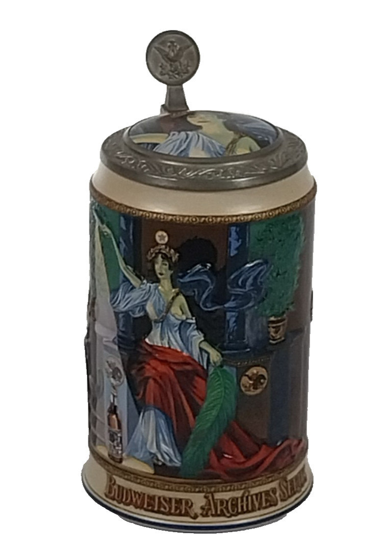 VTG 1995 Budweiser Archives “Mirror of Truth” Beer Stein Ceramarte Brazil #2155