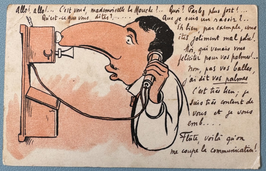 CPA Fantasy Humorous Téléphone Nez, Oversize, Caricature Postcard