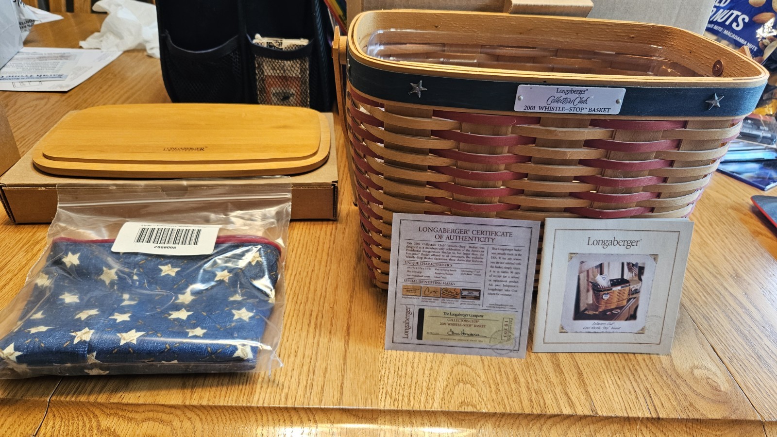 Longaberger Collectors Club 2001 Whistle-Stop Basket L/P/T-o Original Box