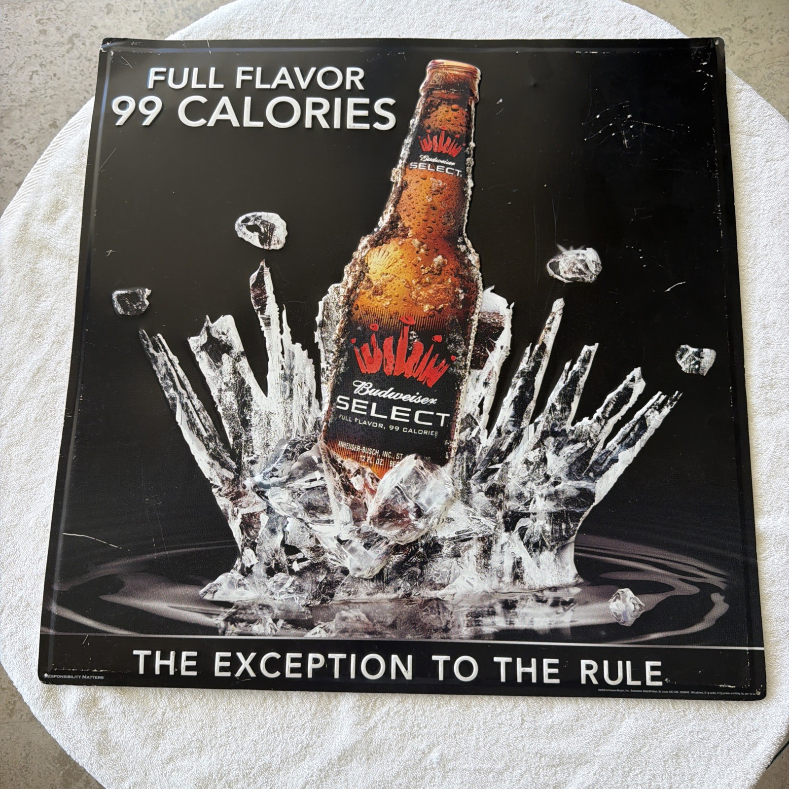 Rear Vintage 2008 24”x24” Budweiser select 99 Calories 3D Metal Sign 