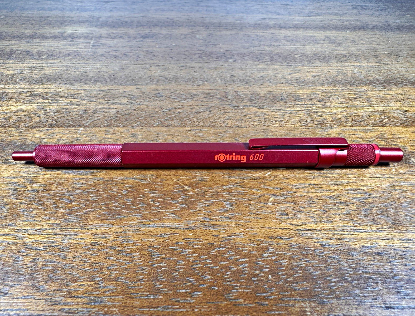rOtring 600 Red Metal Ballpoint Pen Knurled Grip Writing Instrument