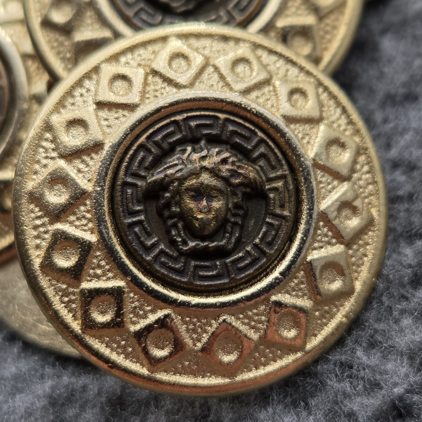 Vintage Versace Medusa Head Metal Buttons Set Lot Of 10 Gold Bronze Blazer Coat