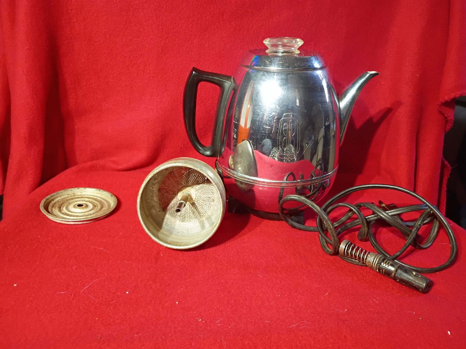 General Electric GE Percolator Pot Belly Chrome Coffee Maker 48 P40 Tested Works