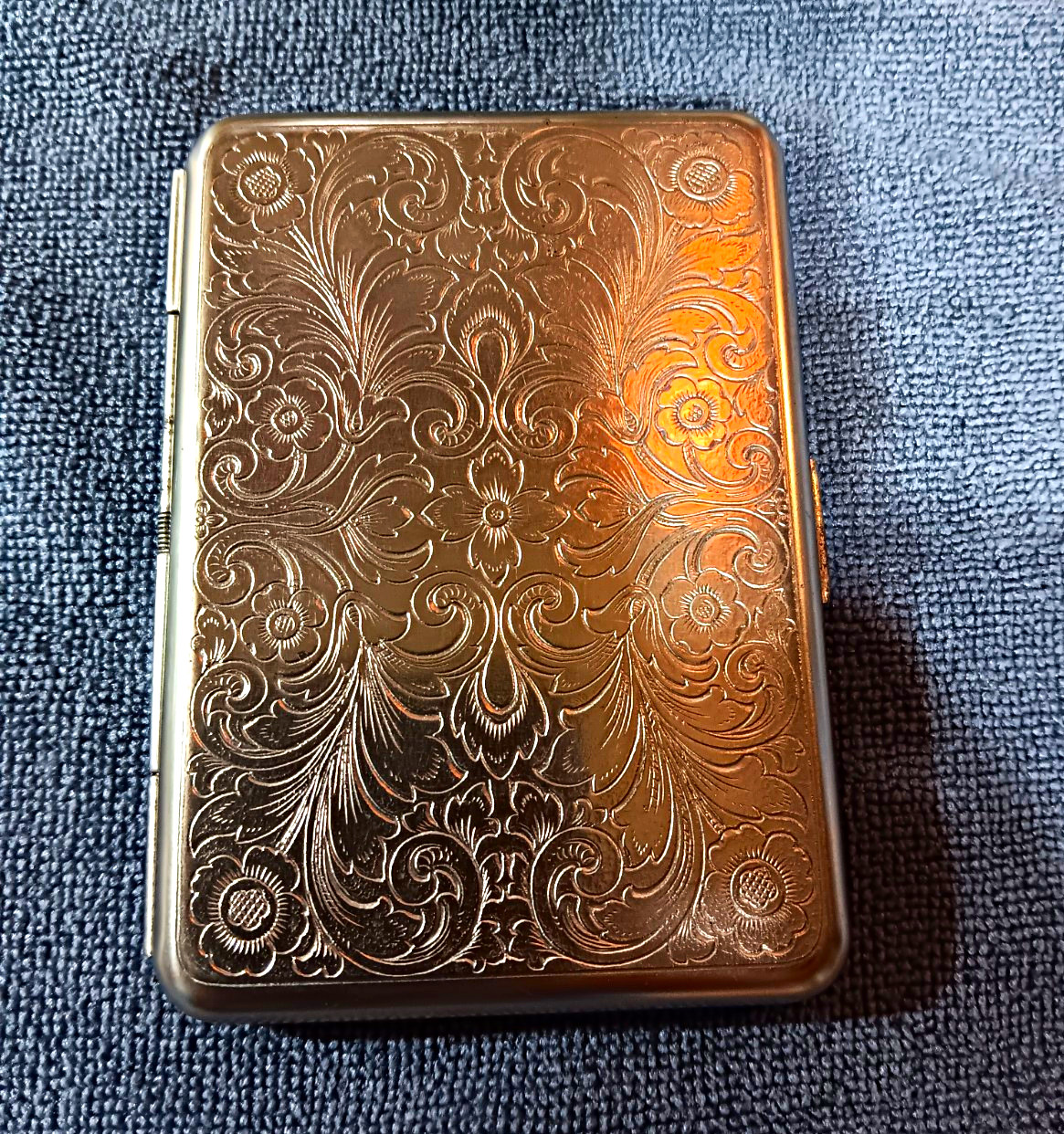 Antique Hansaware Germany Engraved Etched Metal Cigarette Or Business Card Case