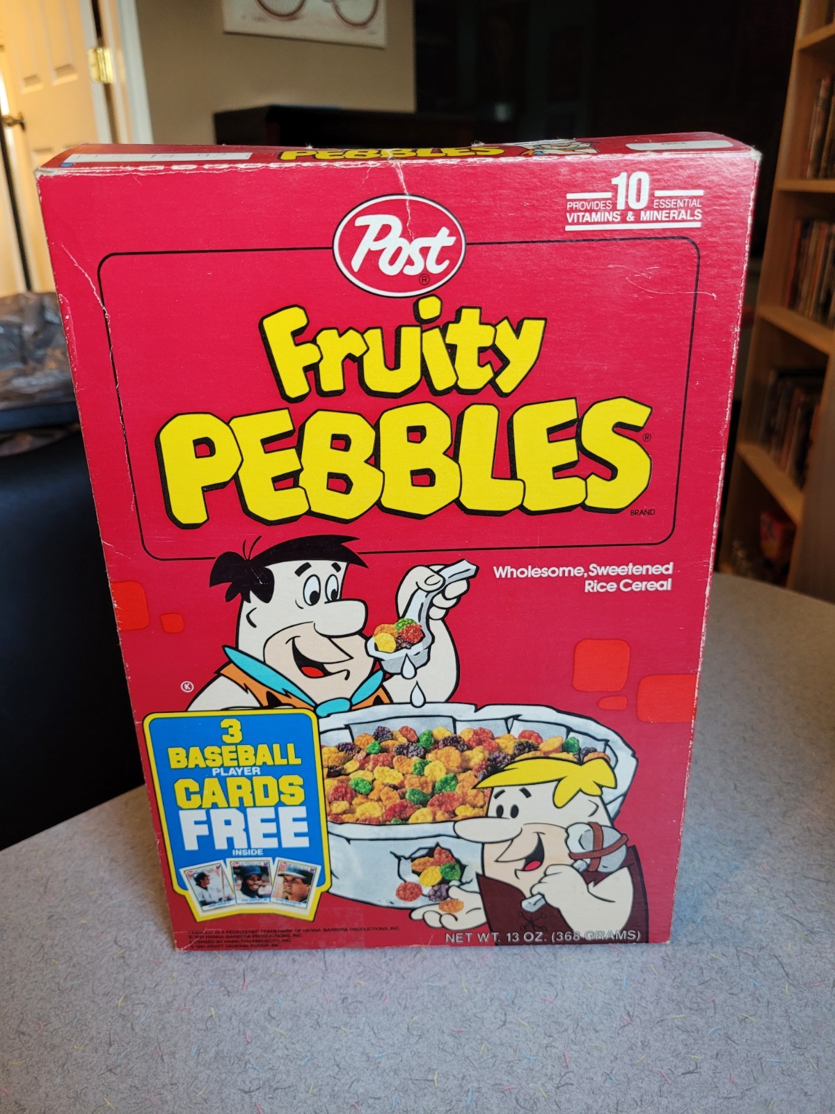 Vintage Fruity Pebbles Cereal Box Post Baseball Cards Promo