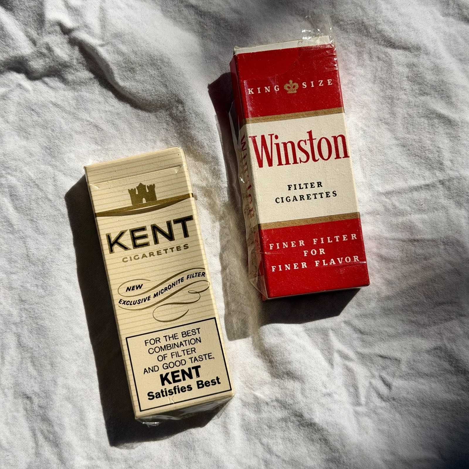 VTG Vietnam Era C-Ration Kent and Winston Cigarettes Unused Seal Broken 2 Packs