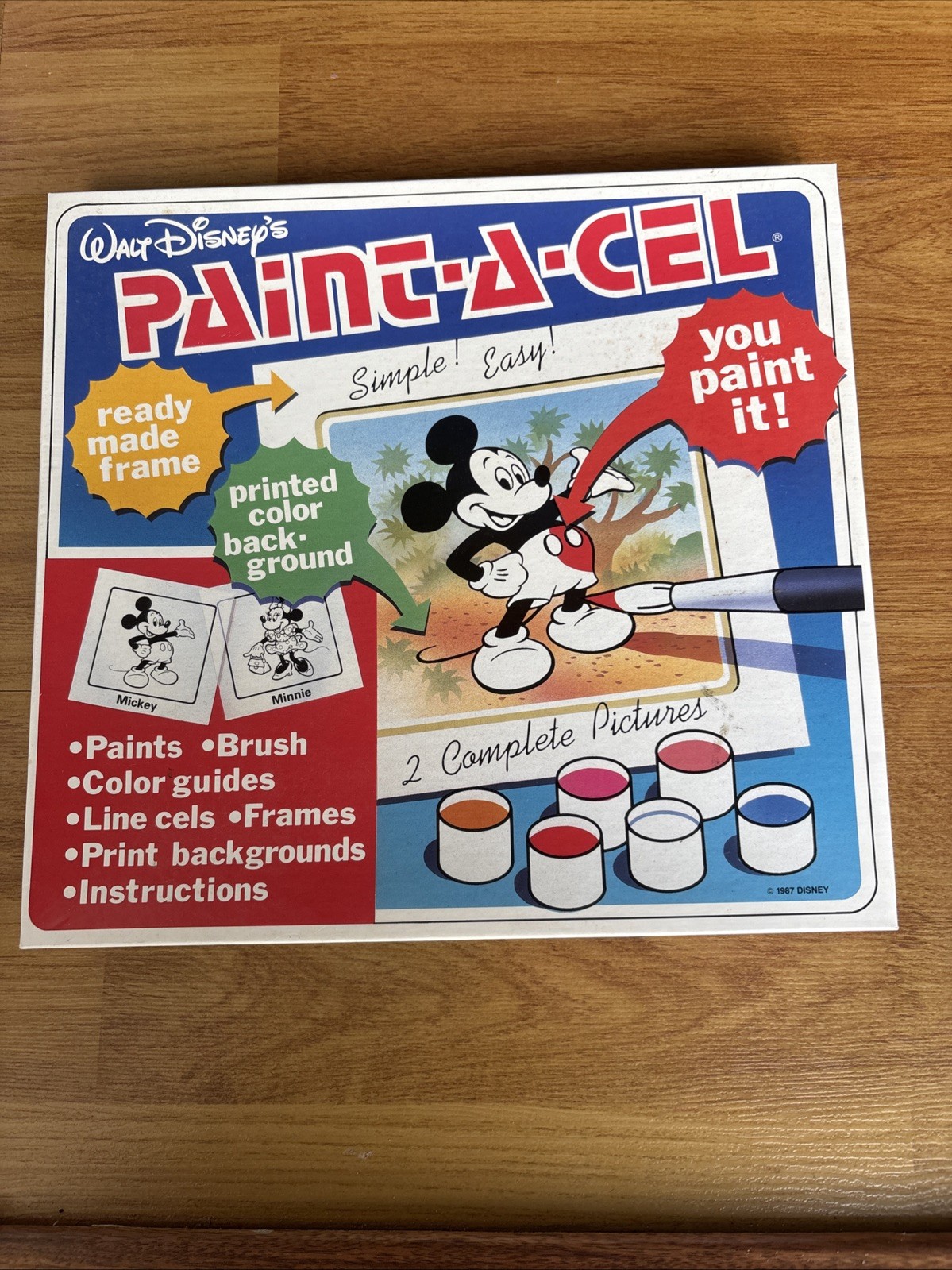 Vintage Disney Paint A Cel Kit Mickey Minnie Pictures Craft New Sealed 1987