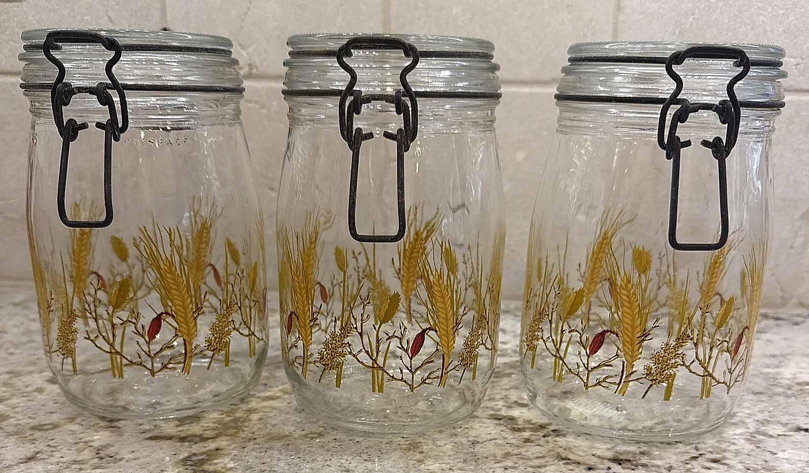 Vintage ARC France Glass Canister Set of 3 , 7\
