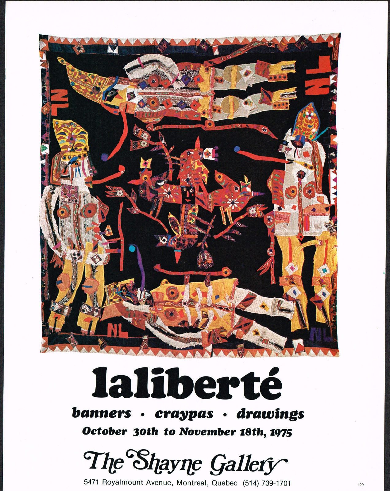 1970s Vintage Norman Laliberte Tapestry Art Exhibition Print Ad Original