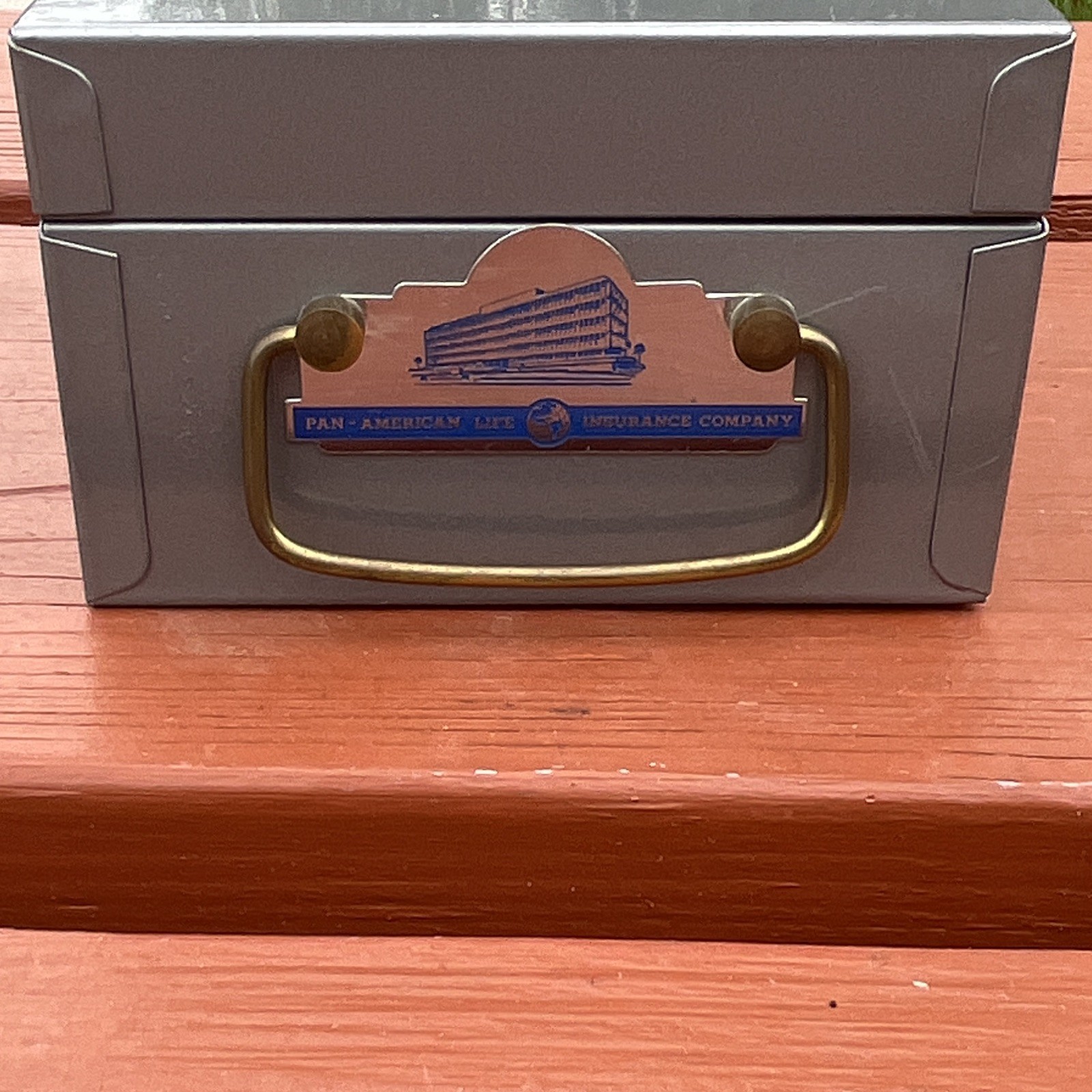 Vintage Pan-American Life Insurance Metal Safety Deposit Lock Box