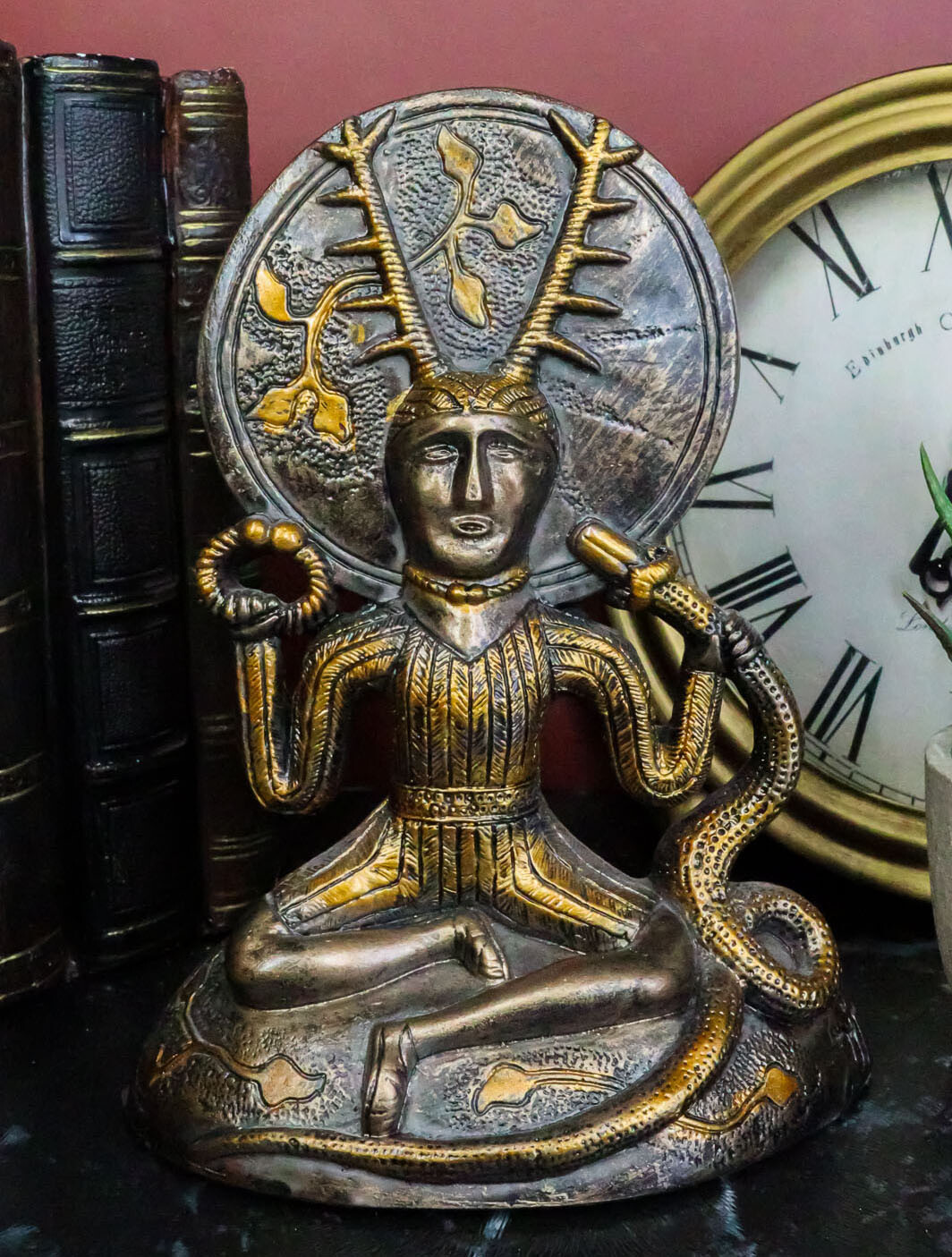 Ebros Oberon Zell Herne Cernunnos with Deer Antlers and Earth Disc Statue 6.25\