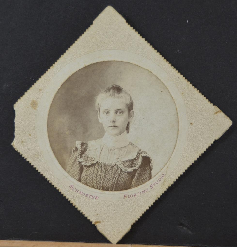 Antique CDV Photo of Young Girl Ornate H.O. Schroeter Floating Studio Art 1890's