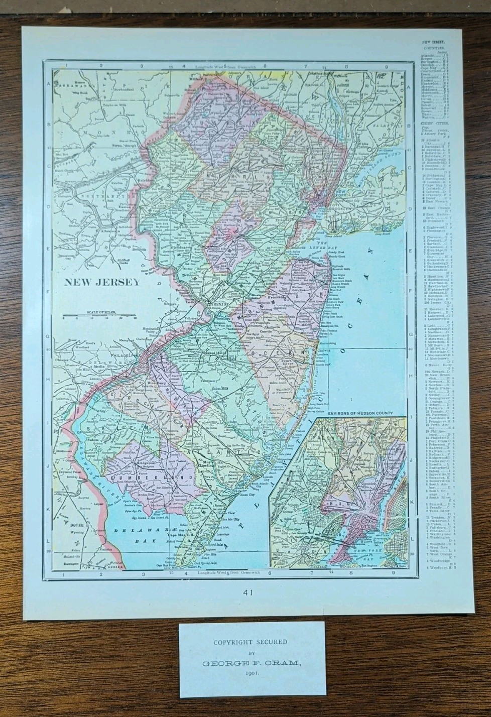 Vintage 1901 NEW JERSEY Map 11