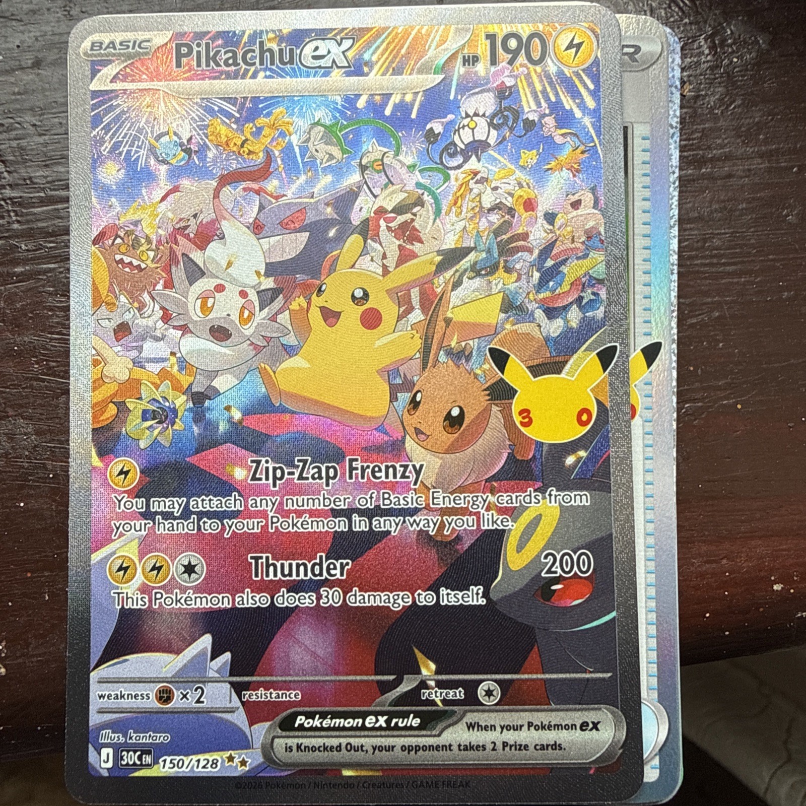 Pikachu ex 30th Anniversary Special Illustration Rare Full Art Holo 150/128