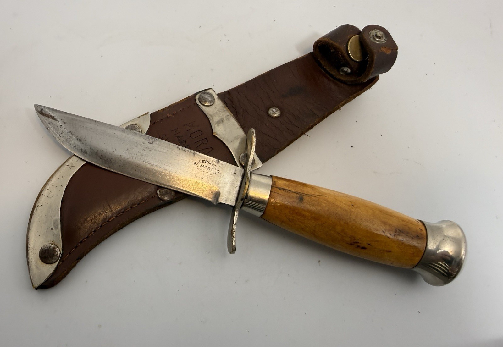 Vintage K.J. Eriksson MORA Sweden Puukko Knife Original leather Sheath