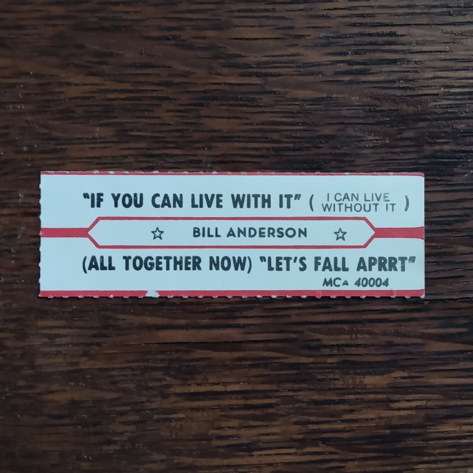 Jukebox Strip: BILL ANDERSON If You Can Live with It /  Let\'s Fall Apart Country