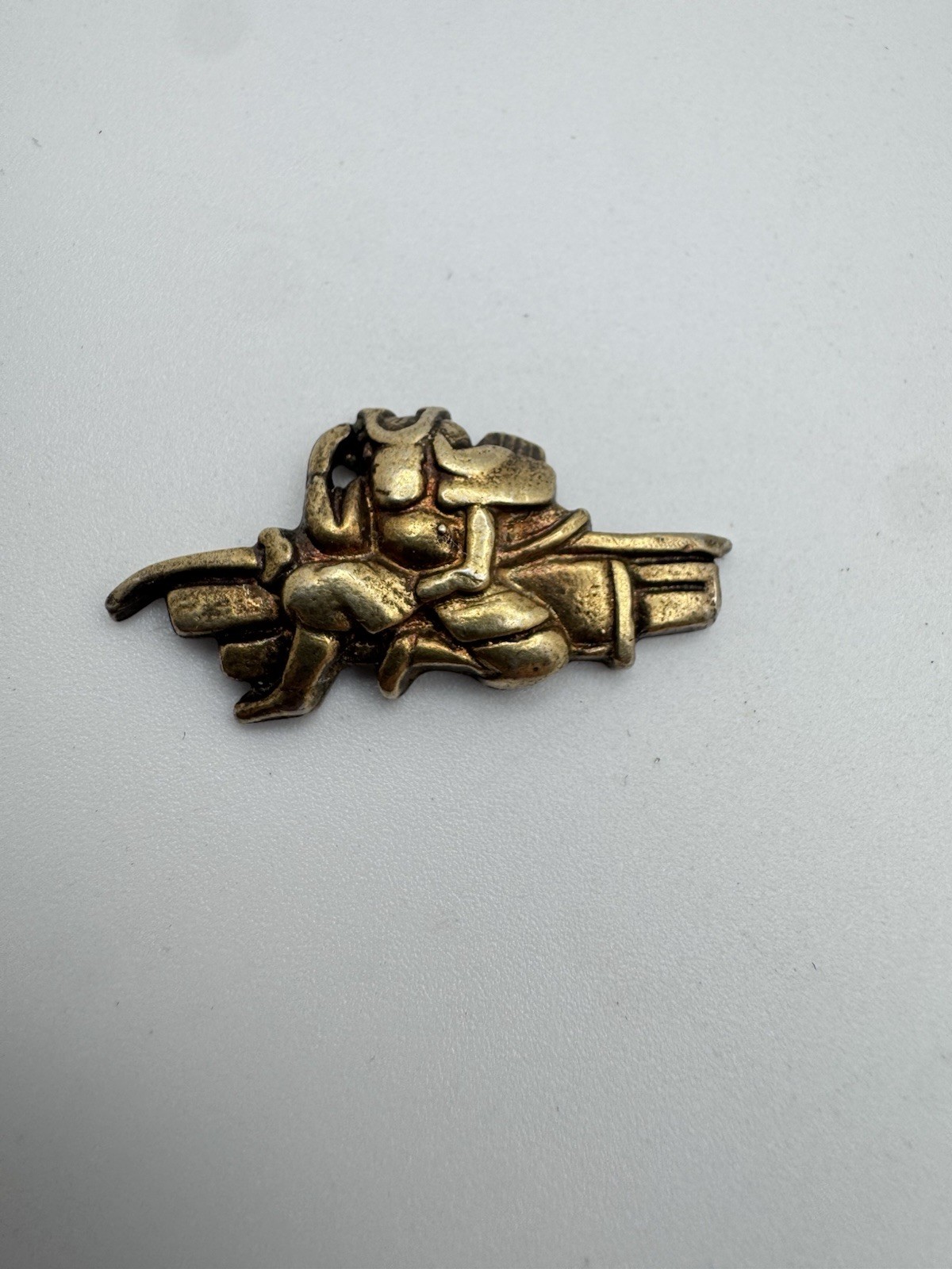 Antique Japanese Menuki Metal Sword Grip Ornament Metalwork Sterling Silver Old