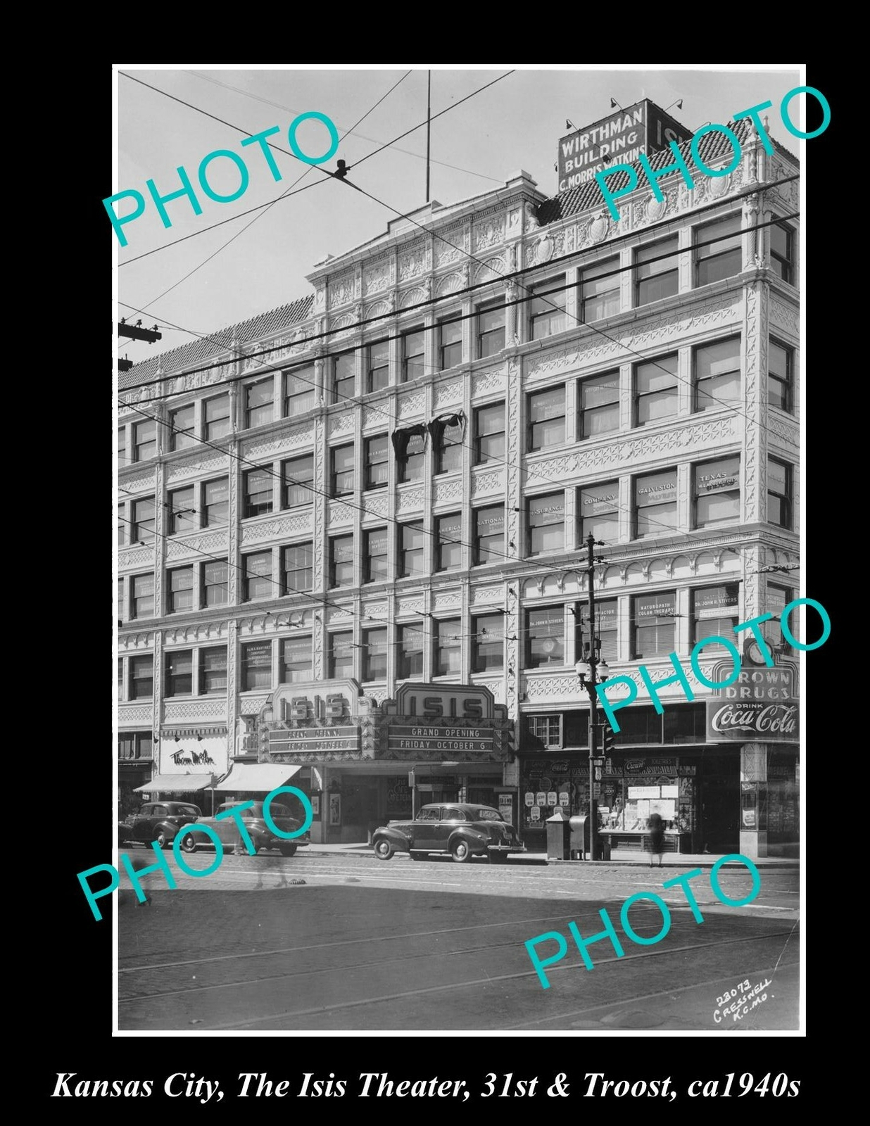 OLD 8x6 HISTORIC PHOTO OF KANSAS CITY ISIS THEATRE Crn TROOST & 31st c1940s