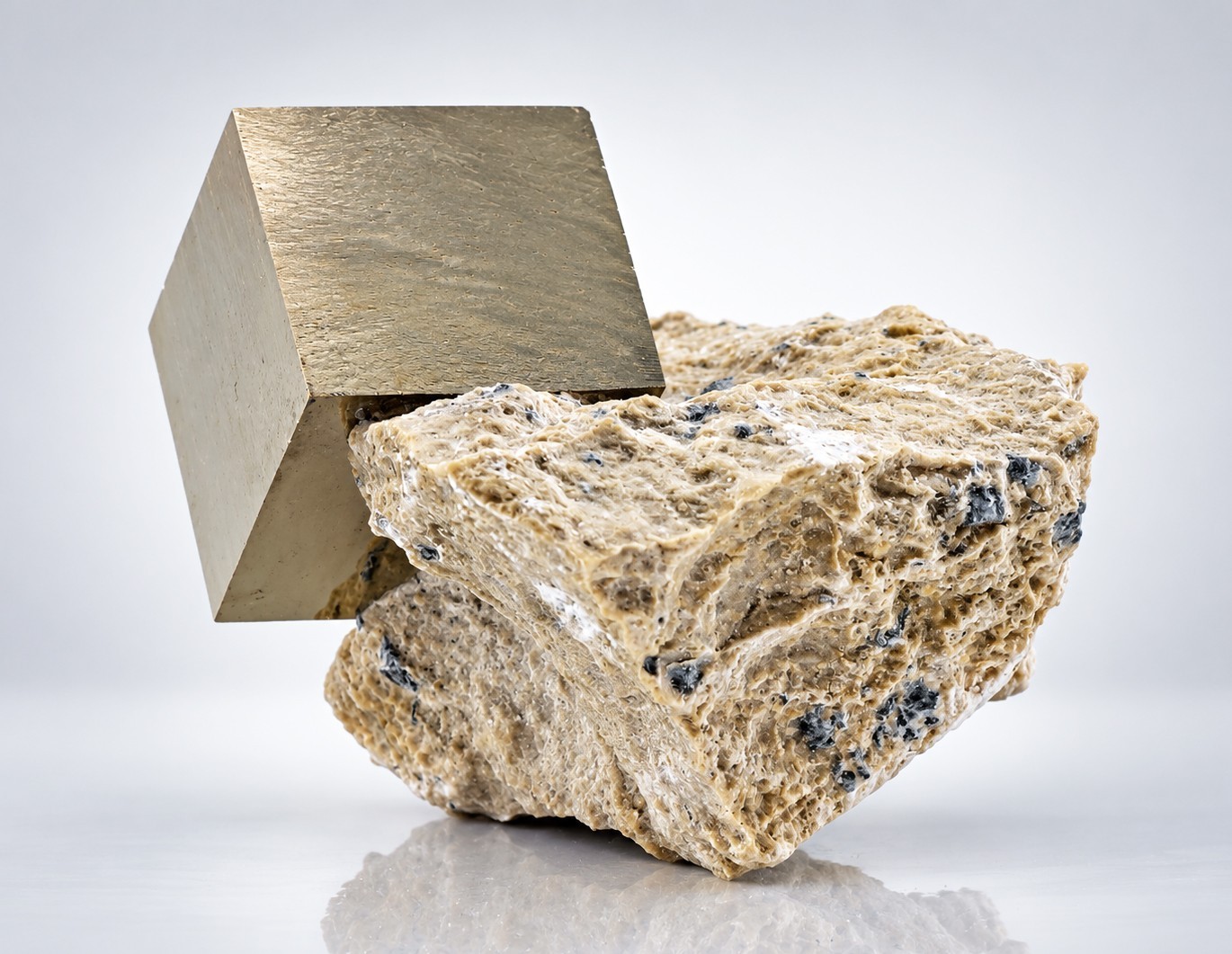 Cubic Pyrite Crystal on Natural Marl Matrix from Rioja Spain — Pyrite Cube