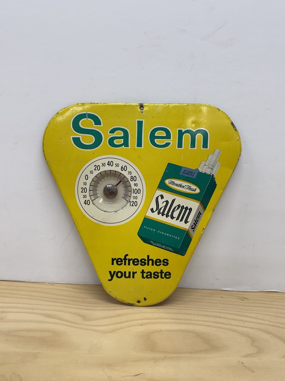 Vintage 1950’s Salem Cigarettes Tin Thermometer Advertisement - Works