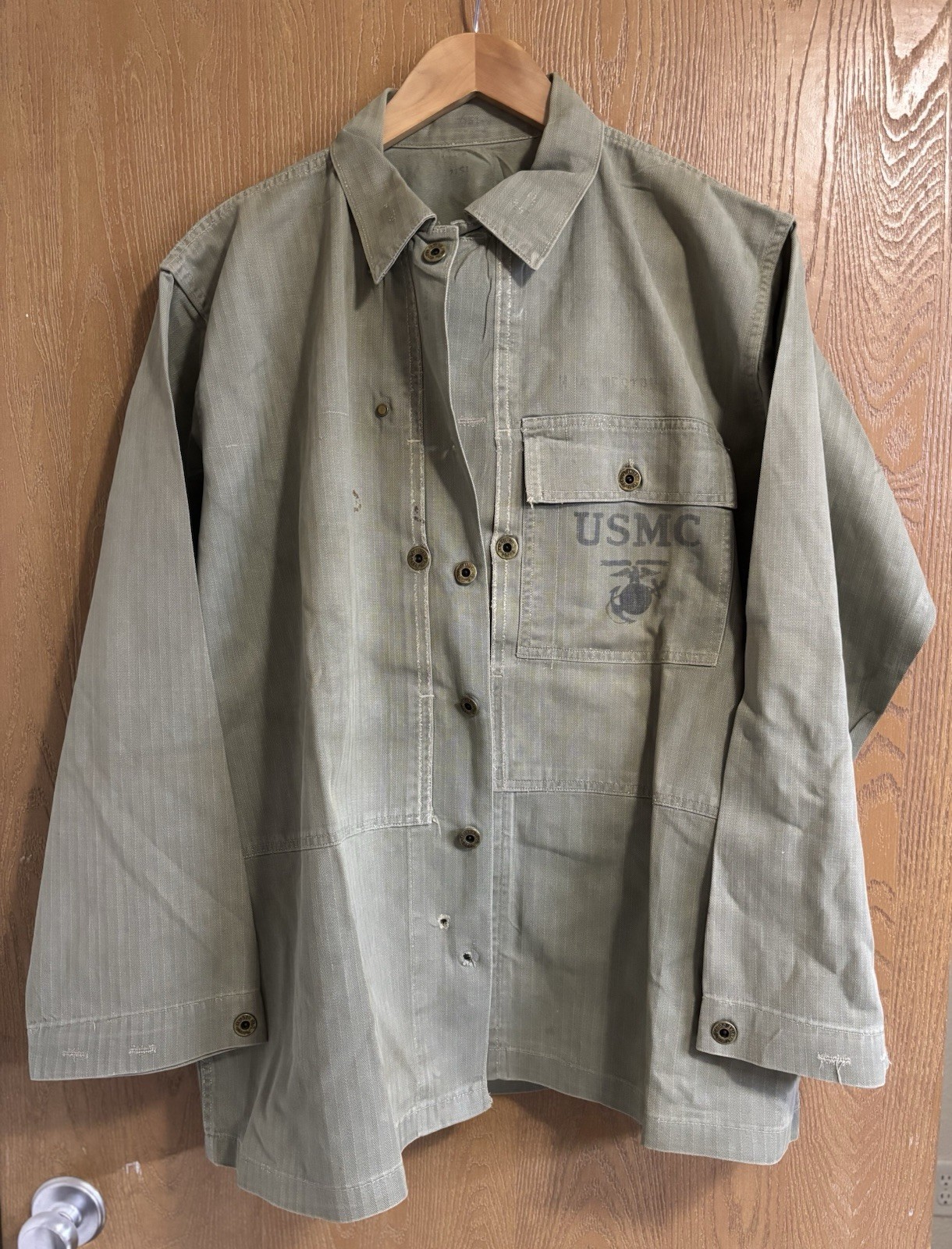 WW2 USMC Rare HBT Named Combat Uniform 