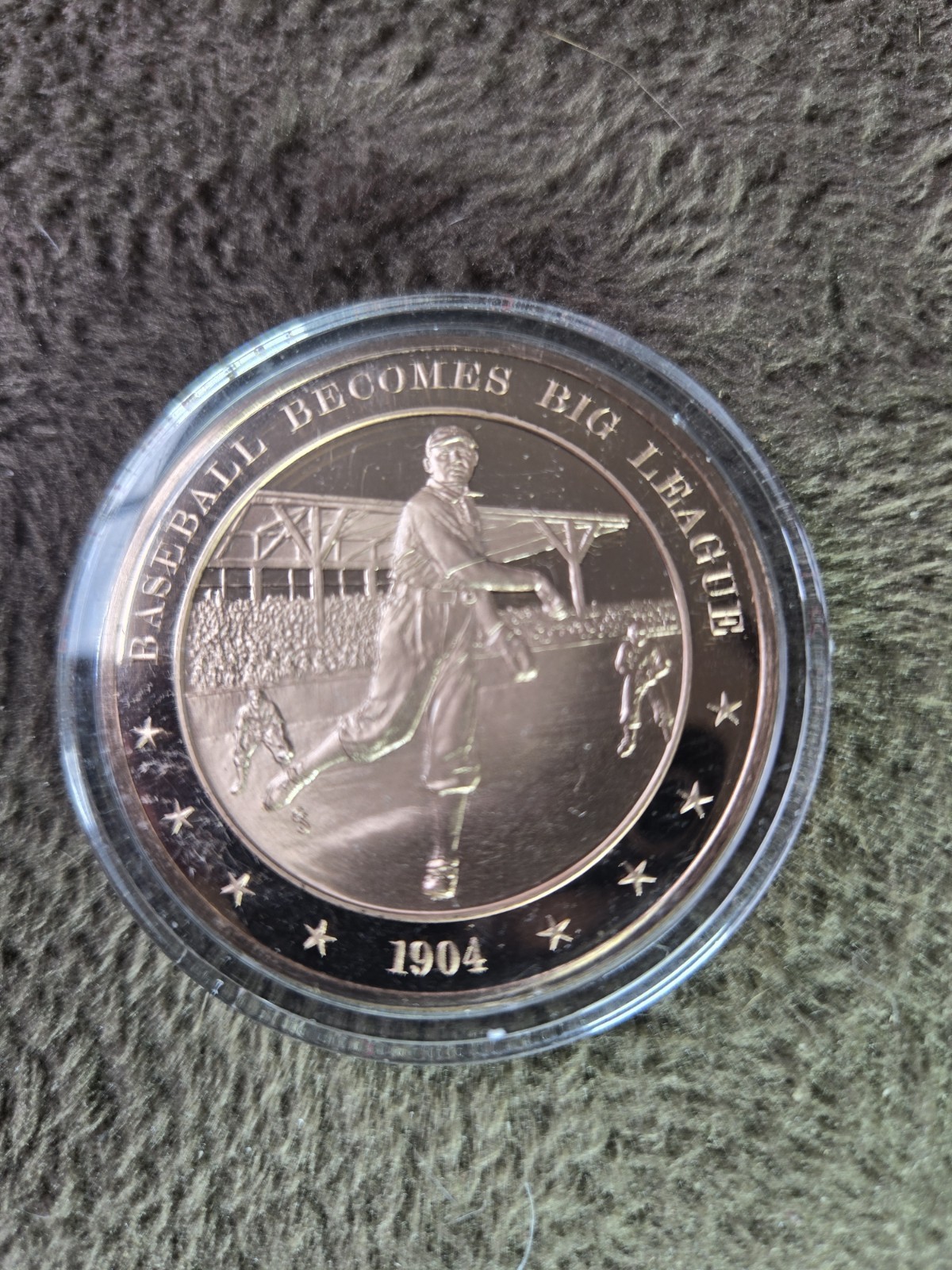 1904 Baseball Becomes Big League Franklin Mint Solid Bronze Commemorative Coin 