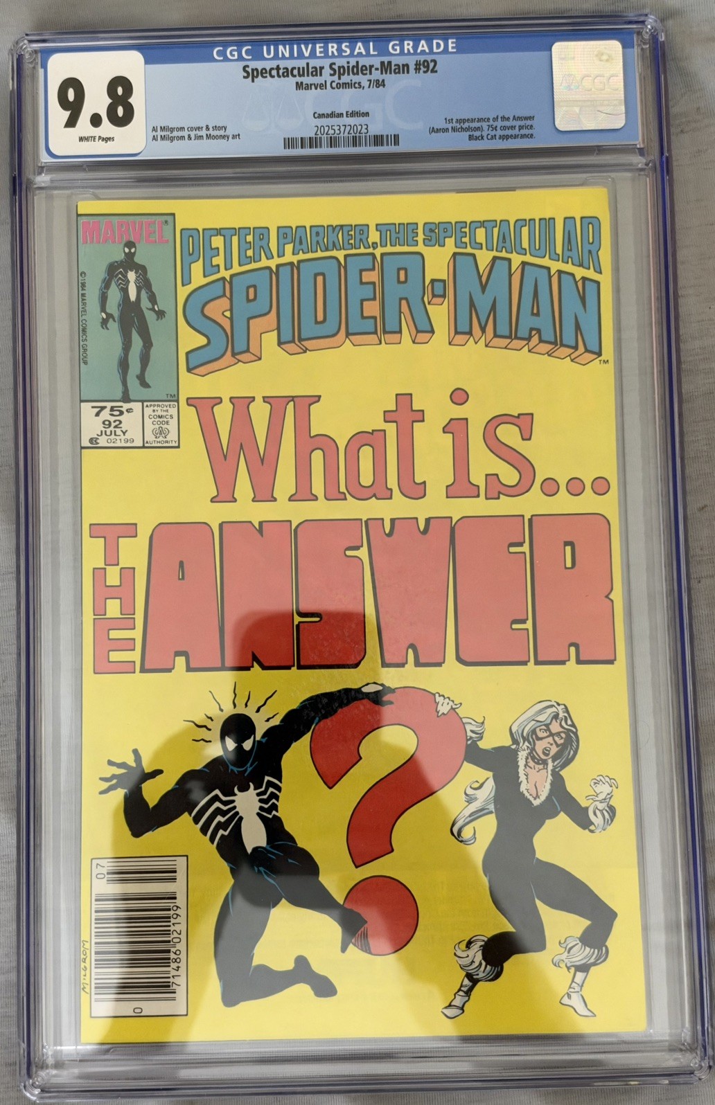 Spectacular Spider-Man 92 1st app The Answer Price Variant and Newsstand CGC 9.8